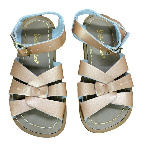 Saltwater originals leather sandals in matte rose gold toddlers size 10 - Picture 1 of 8